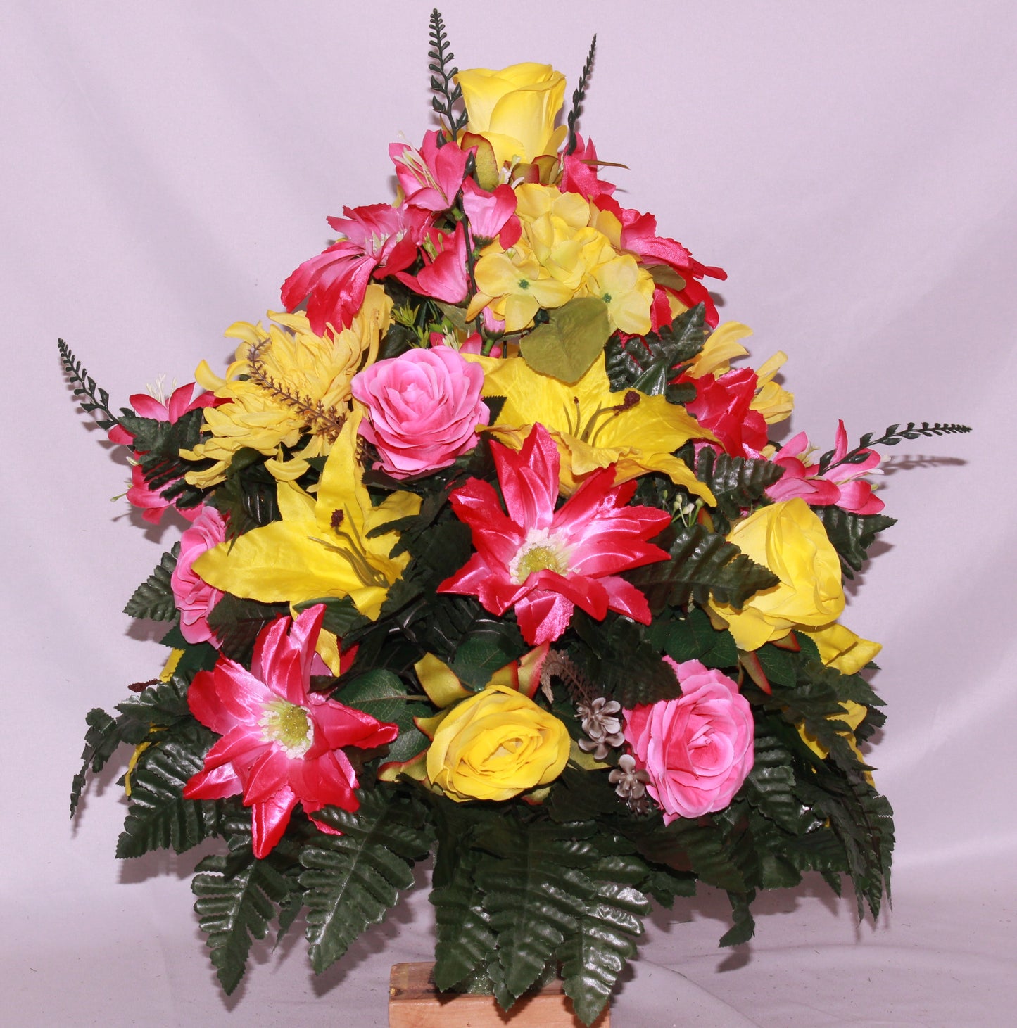 XL Handcrafted 360 Degree Spring Mixture Cemetery Vase Flower Arrangement- Cemetery Flower Grave Decorations