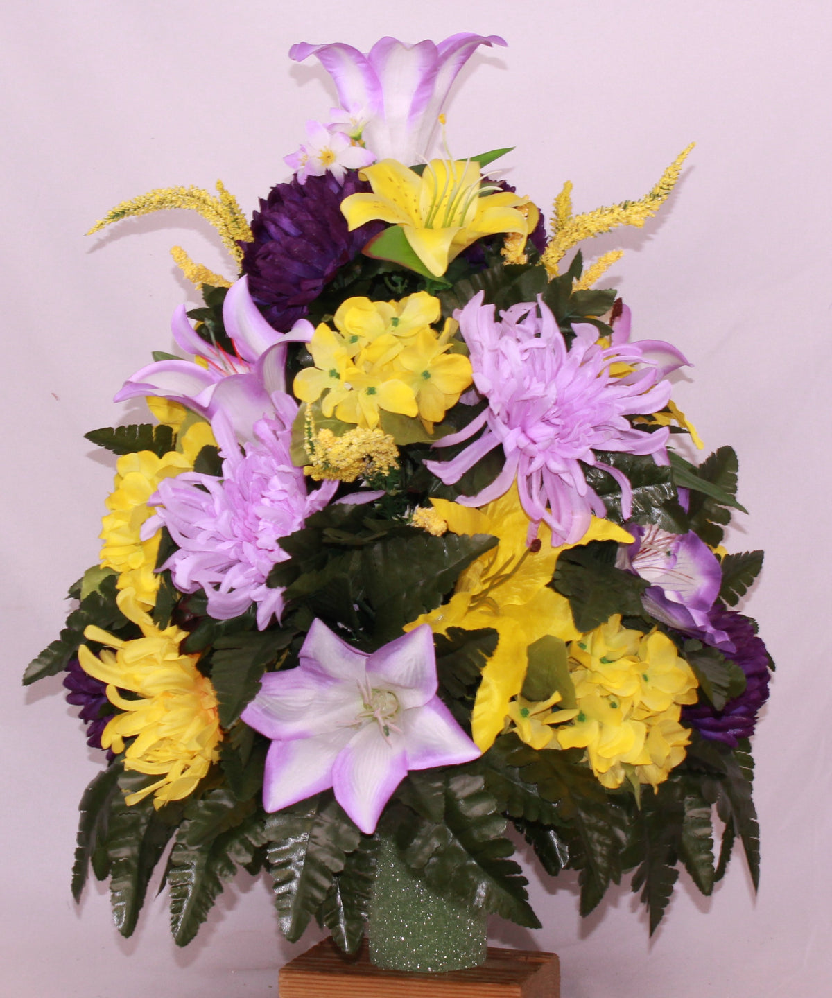 Fall Memorial Flowers for Graves – XL 360° Cemetery Vase Arrangement