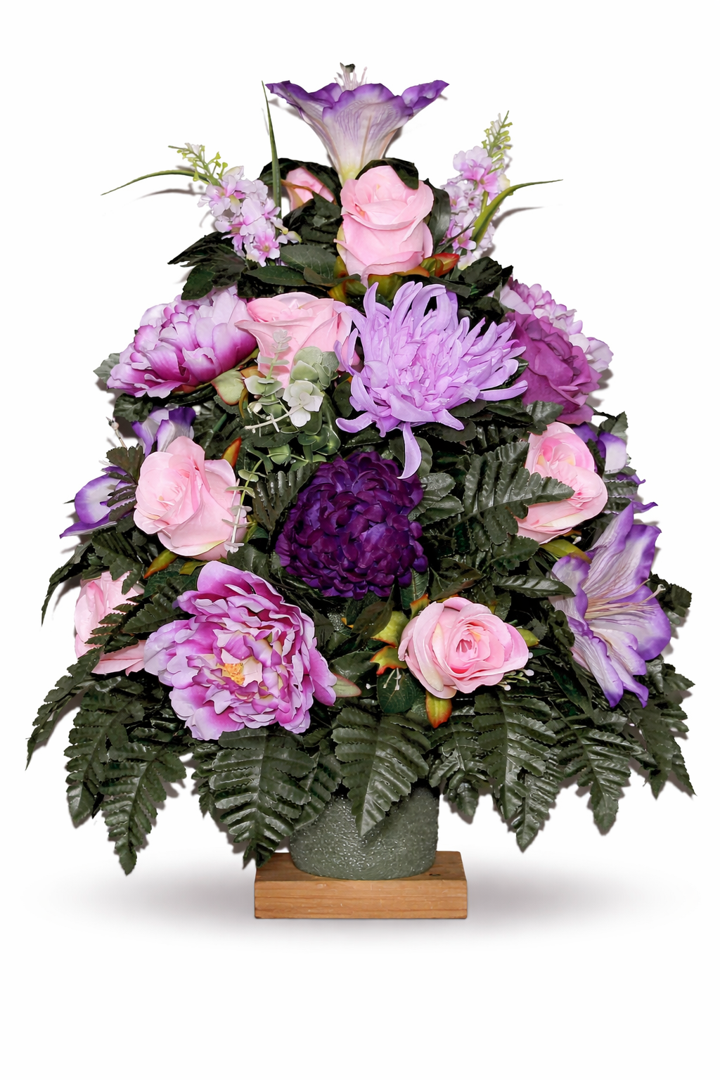 XL Handcrafted 360 Degree Spring Mixture Cemetery Vase Flower Arrangement- Cemetery Flower Grave Decorations