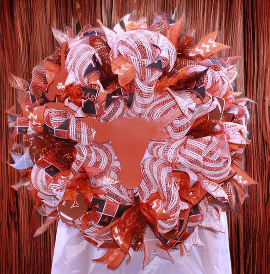 Crazyboutdeco Texas Fan Wreath for Front Door-Easter Wreath-Football Wreath for Front Door