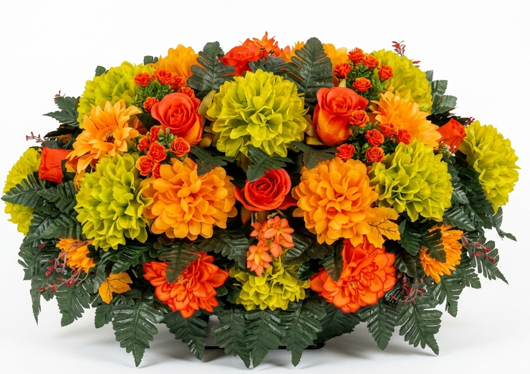 XL Handcrafted 360 Degree Fall Mixture Cemetery Saddle Arrangement