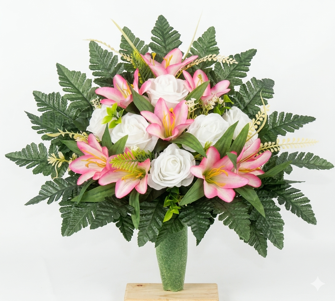 Handcrafted Spring Mixture Cemetery Flowers: Mausoleum Grave Decoration
