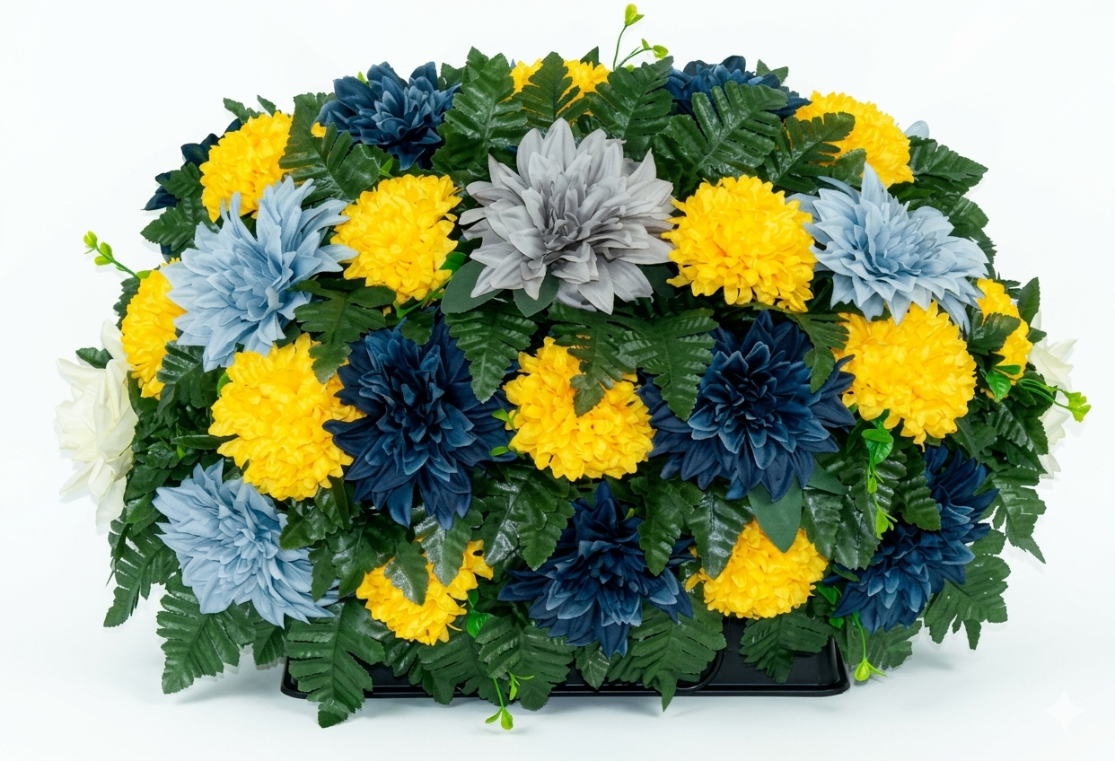 XL Handcrafted Spring Flower Mixture Cemetery Saddle Arrangement