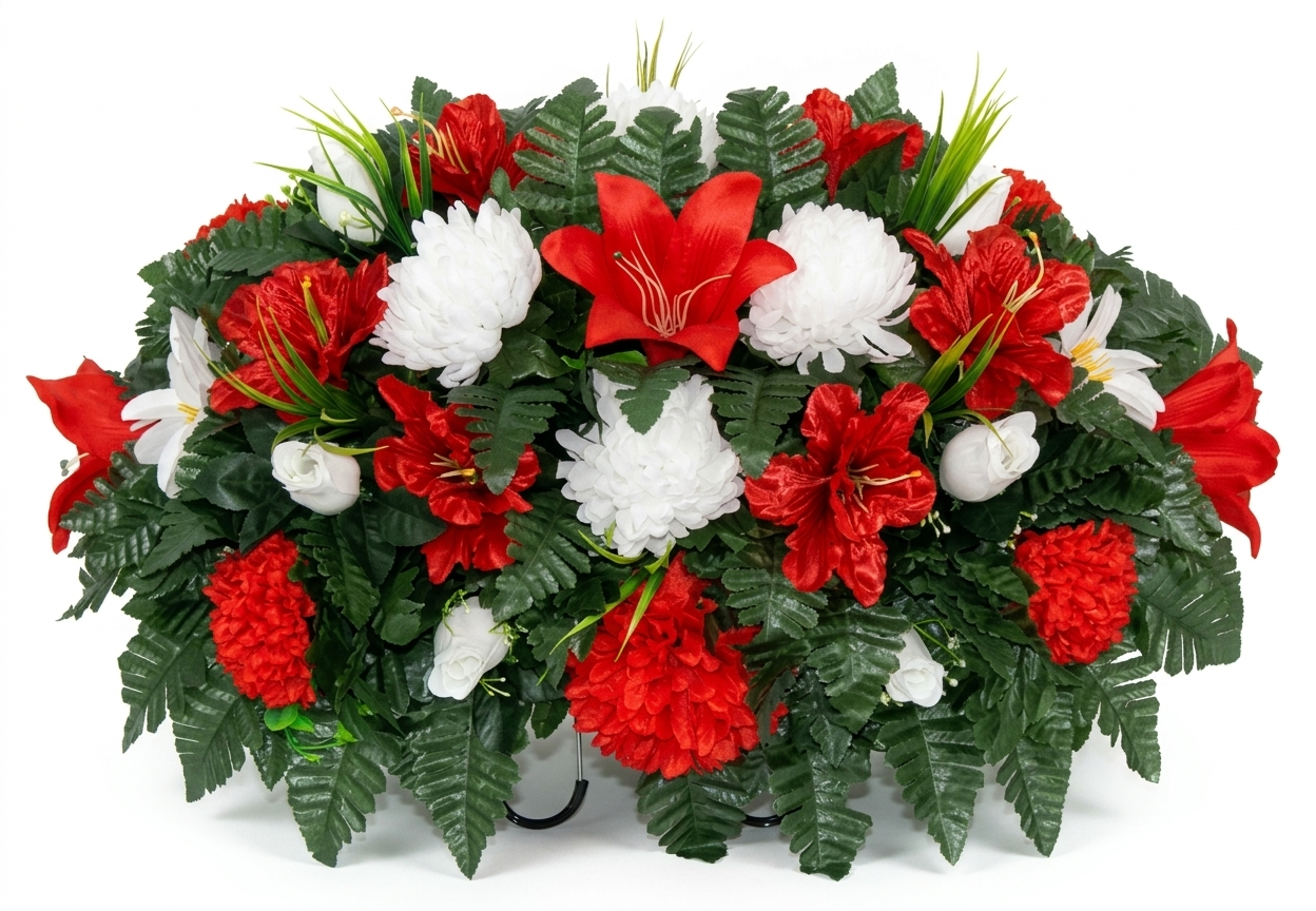 XL Handcrafted Spring Flower Mixture Cemetery Saddle Arrangement