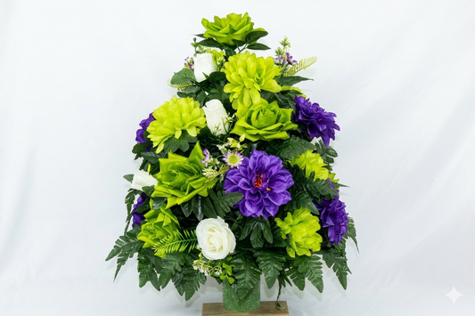 XL Handcrafted 360 Degree Fall Mixture Cemetery Vase Flower Arrangement- Cemetery Flower Grave Decorations