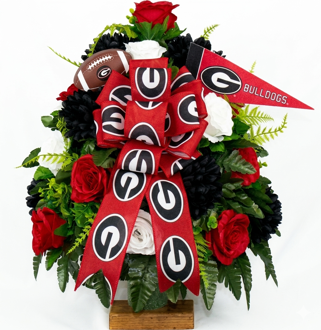 XL Georgia Fan Handmade 360-Degree Cemetery Vase Silk Flower Arrangement