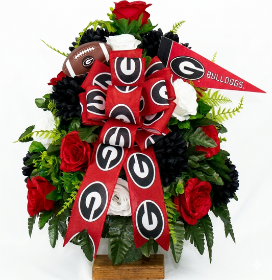 XL Georgia Fan Handmade 360-Degree Cemetery Vase Silk Flower Arrangement