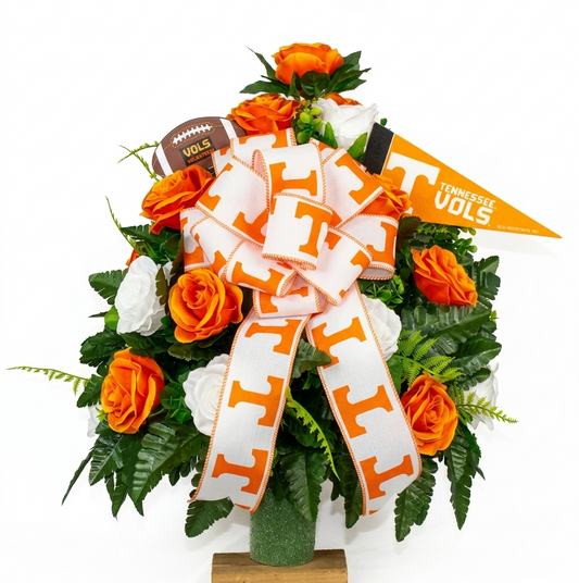 XL Tennessee Fan Handmade 360-Degree Cemetery Vase Silk Flower Arrangement