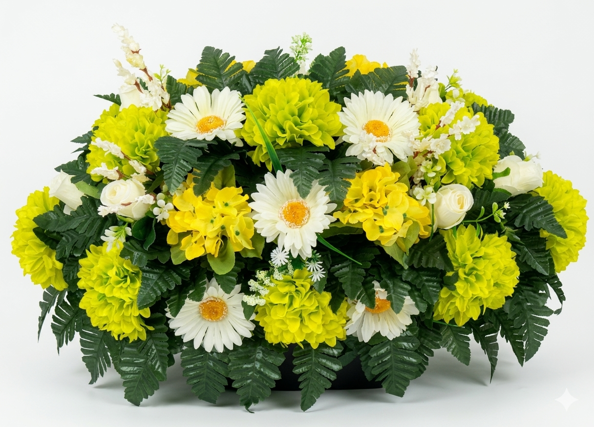 XL Handcrafted Spring Flower Mixture Cemetery Saddle Arrangement