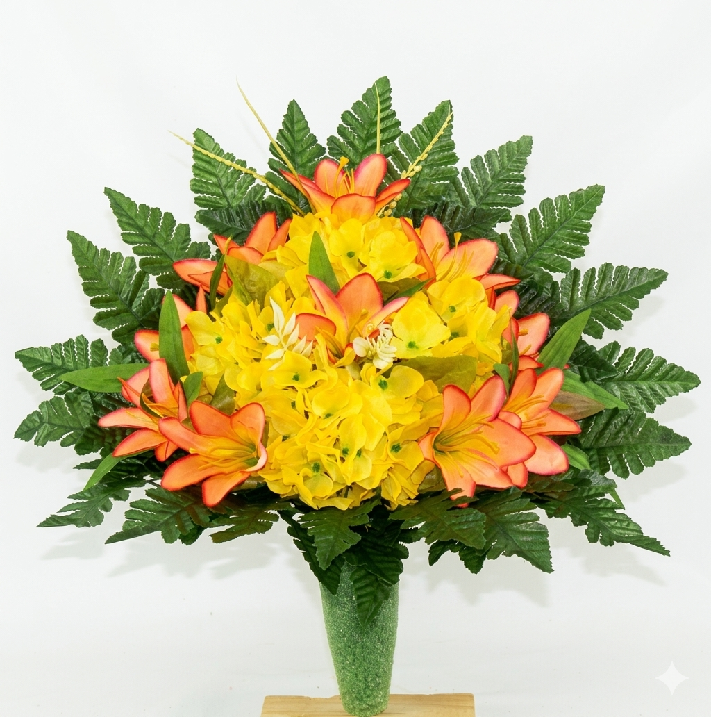 Handcrafted Fall Mixture Cemetery Flowers: Mausoleum Grave Decoration