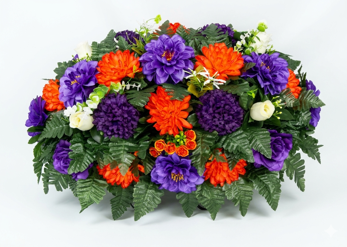 XL Handcrafted 360 Degree Fall Mixture Cemetery Saddle Arrangement