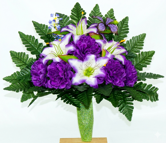 Handcrafted Fall Mixture Cemetery Flowers: Mausoleum Grave Decoration