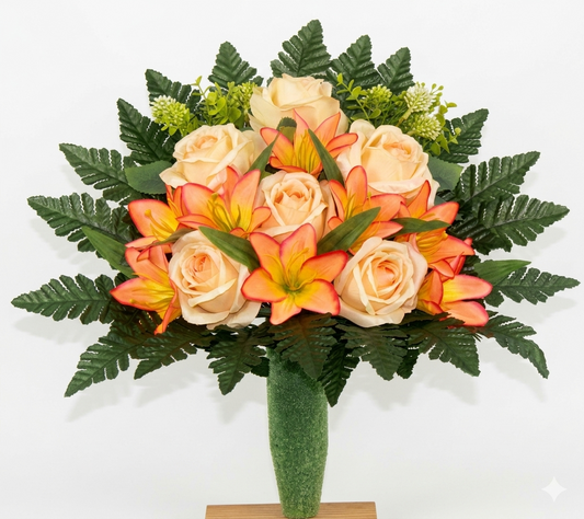 Handcrafted Fall Mixture Cemetery Flowers: Mausoleum Grave Decoration