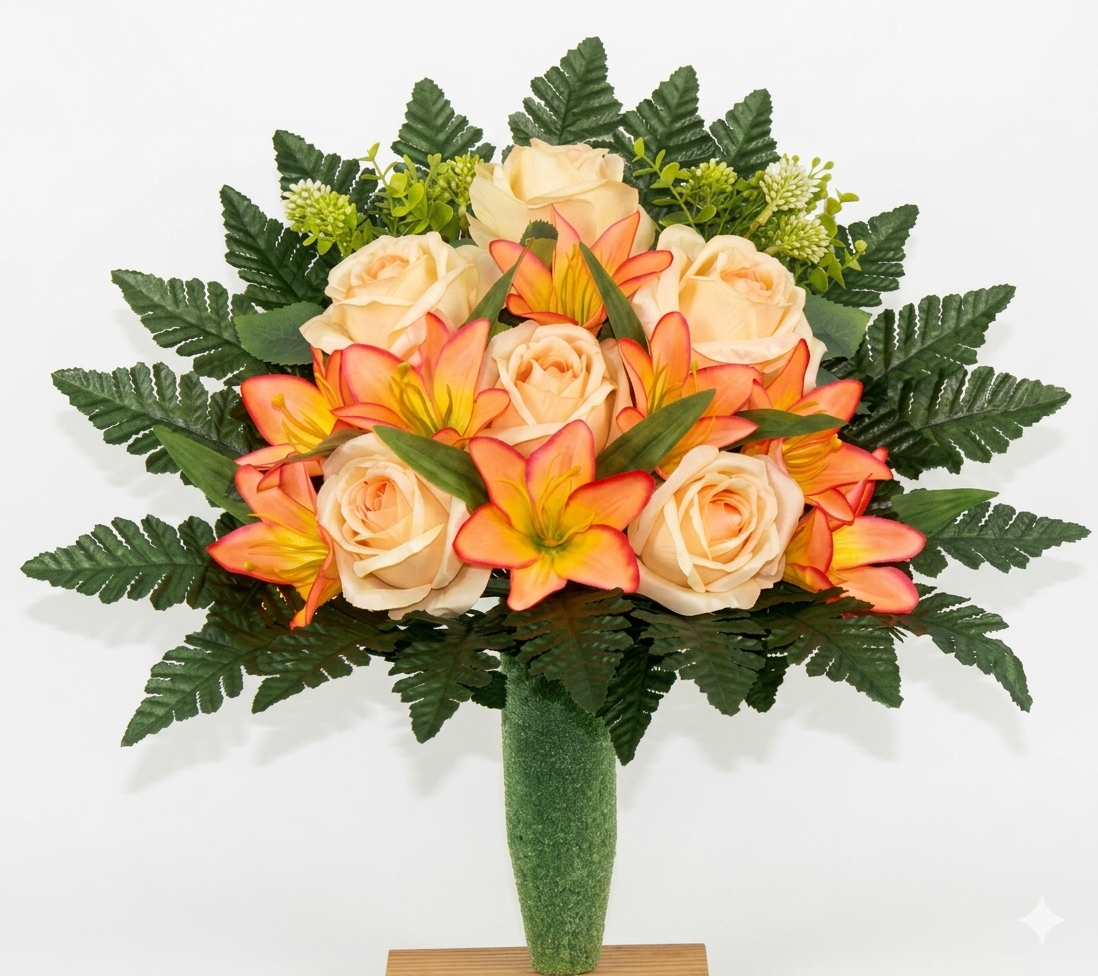 Handcrafted Spring Mixture Cemetery Flowers: Mausoleum Grave Decoration